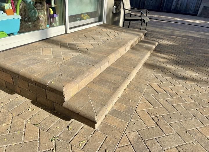 Herringbone paver steps
