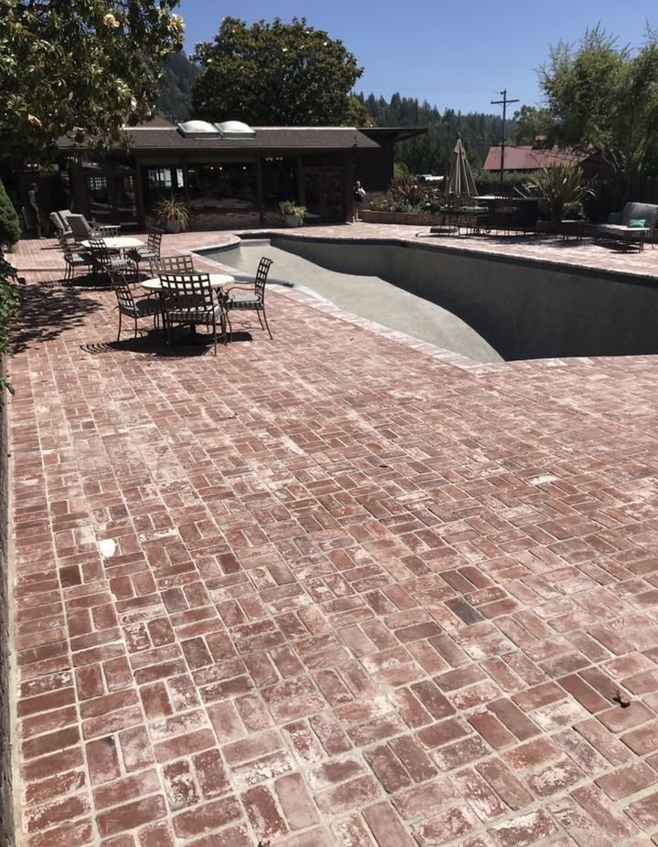Pool deck rebuild: New slab, finished in brick