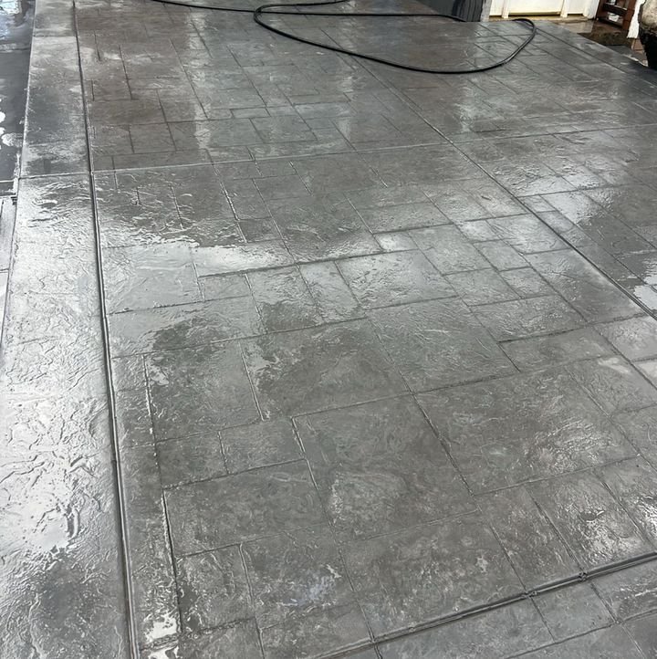 Stamped concrete, sealed